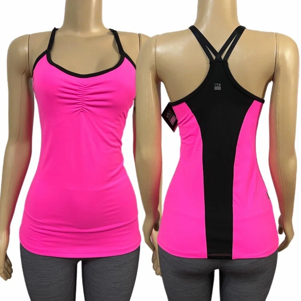 Victorias Secret VSX Sport Bra Top Tank Medium Support Pink / black L